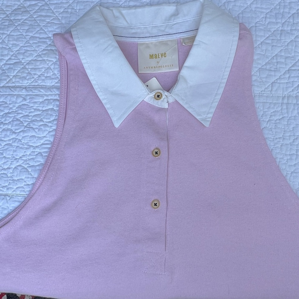 Anthropologie Maeve Polo Tank, Large, Pink, New with tags